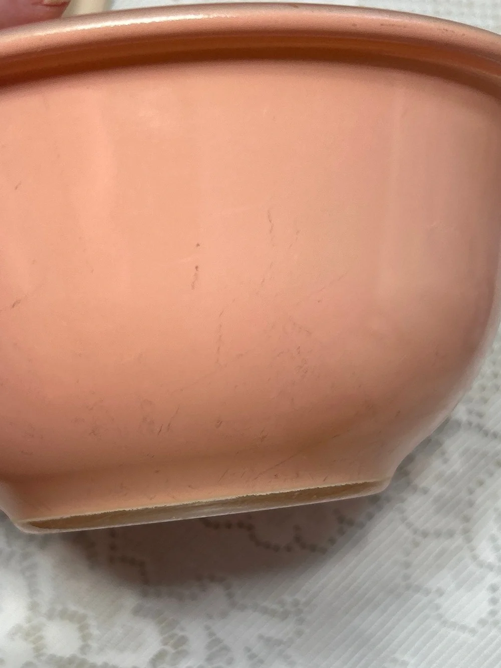 Vintage Pyrex Corning USA Peach & Brown Glass Mixing Bowls Set of 2